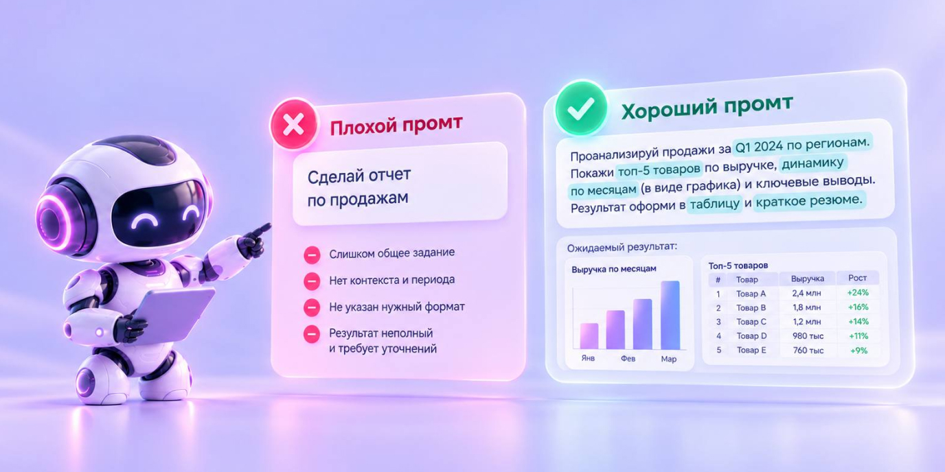 Примеры промптов: разбор хорошего запроса к нейросети